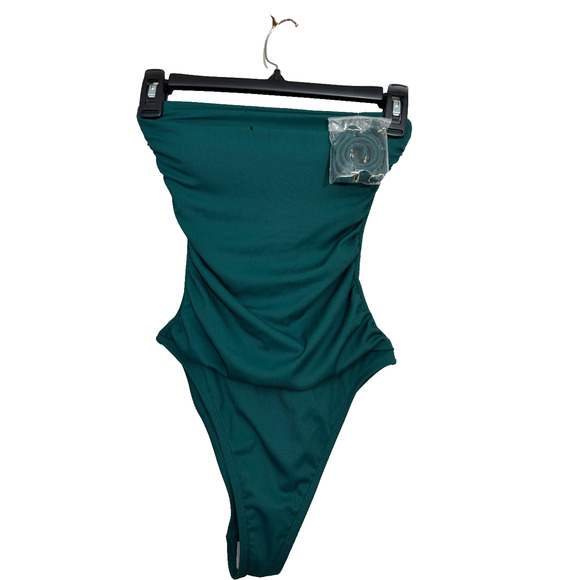 Shade & Shore Other - Shade & Shore Women's Ribbed High Leg Bandeau One Piece Swimsuit Green XS NWT